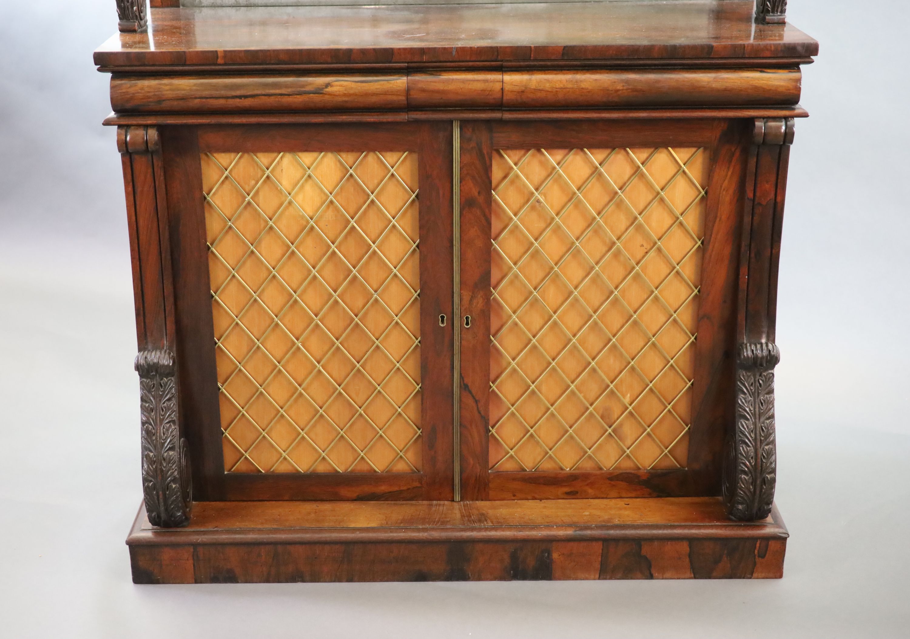 A Regency rosewood chiffonier, W.118cm D.59cm H.149cm